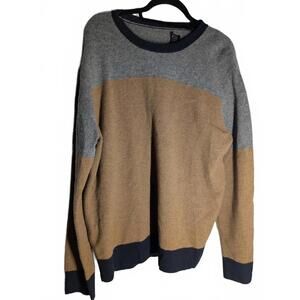 J.Crew Men's Colorblock 100% Lambs Wool Crew Neck Sweater XL
